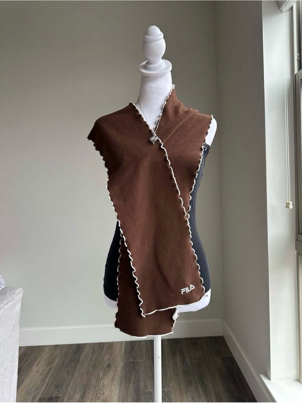 FILA Brown Knit Wrap Sweater Scarf OS